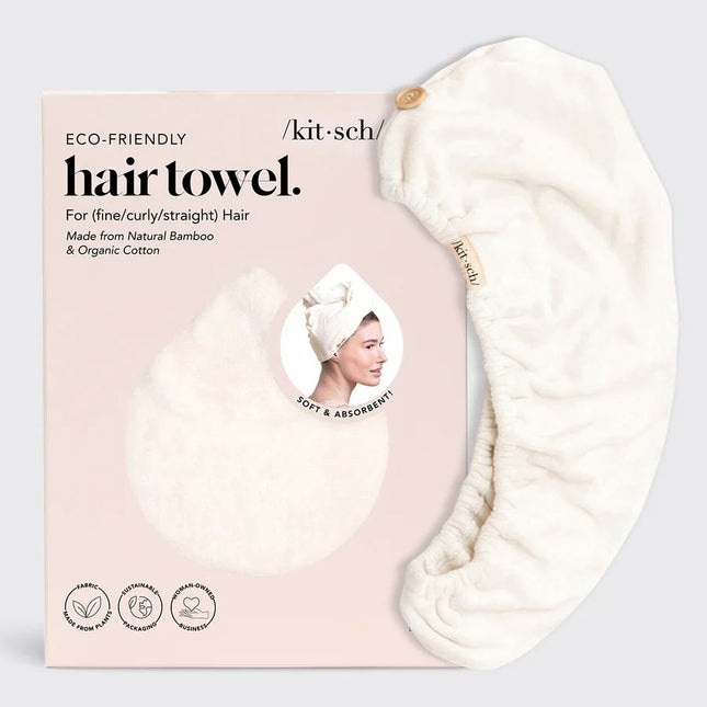 kitsch Organic Bamboo Hair Towel - White