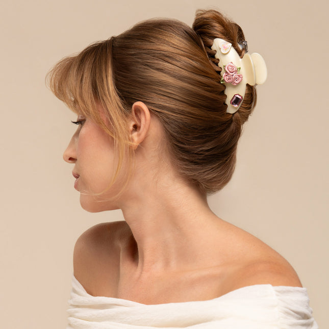 kitsch KitschPop™️ Curved Claw Clip & Charms in Pearlized Cream