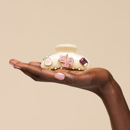 kitsch KitschPop™️ Curved Claw Clip & Charms in Pearlized Cream