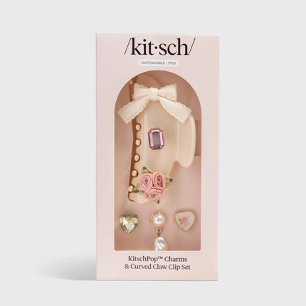 kitsch KitschPop™️ Curved Claw Clip & Charms in Pearlized Cream