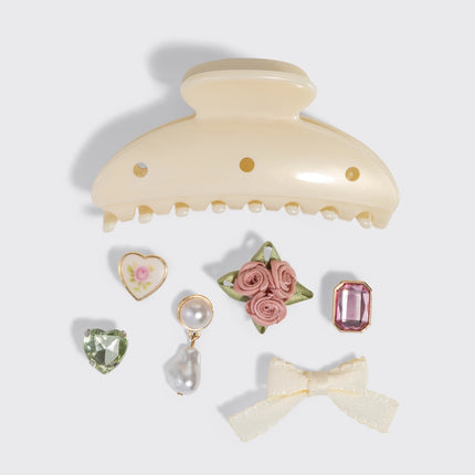 kitsch KitschPop™️ Curved Claw Clip & Charms in Pearlized Cream