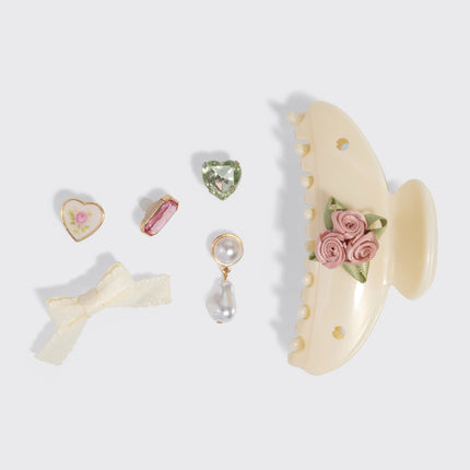 kitsch KitschPop™️ Curved Claw Clip & Charms in Pearlized Cream