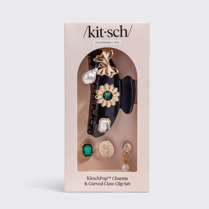kitsch KitschPop™️ Curved Claw Clip & Charms in Vintage Black
