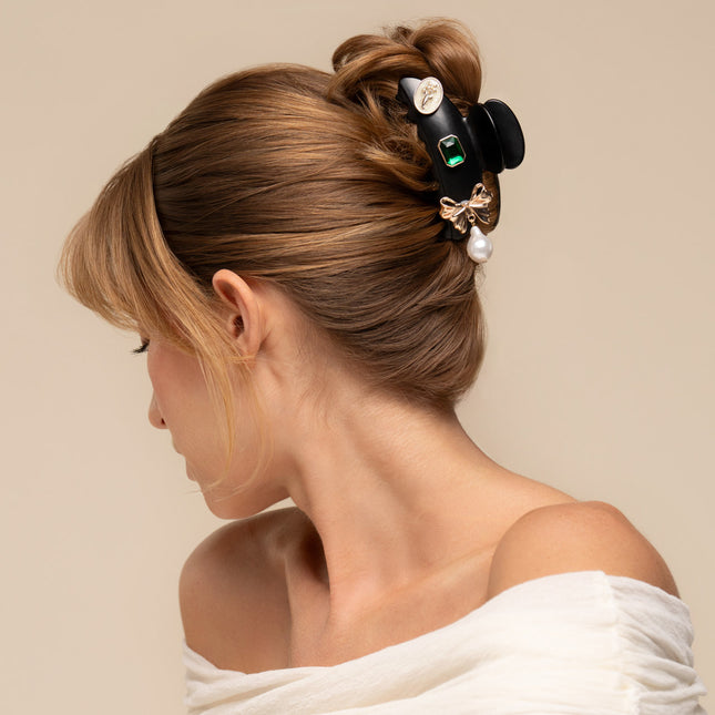 kitsch KitschPop™️ Curved Claw Clip & Charms in Vintage Black