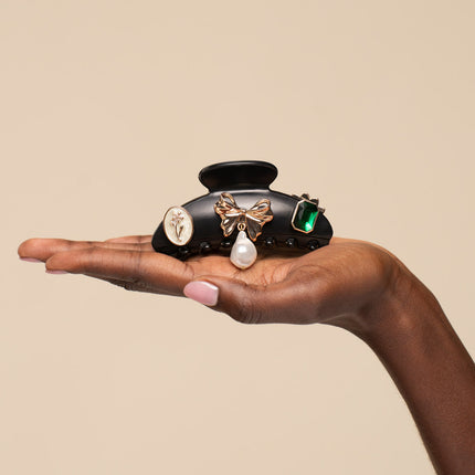 kitsch KitschPop™️ Curved Claw Clip & Charms in Vintage Black