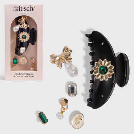 kitsch KitschPop™️ Curved Claw Clip & Charms in Vintage Black