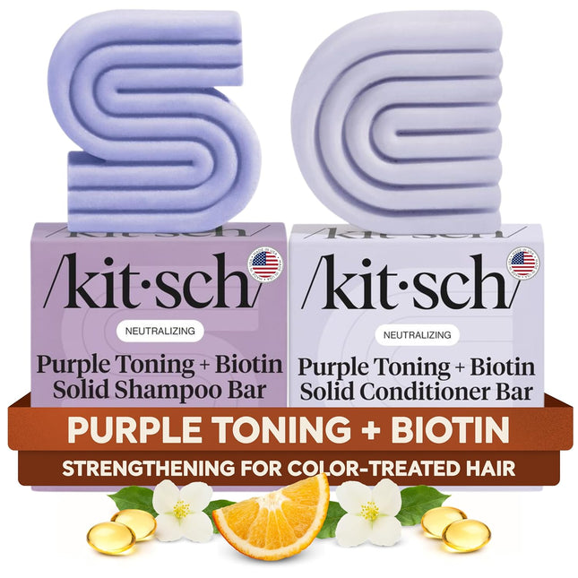 kitsch Purple Toning Shampoo & Conditioner Bar Set For Blondes & Color Treated Hair