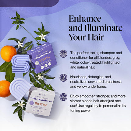 kitsch Purple Toning Shampoo & Conditioner Bar Set For Blondes & Color Treated Hair