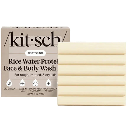 kitsch Rice Water Protein Restoring Face & Body Wash Bar