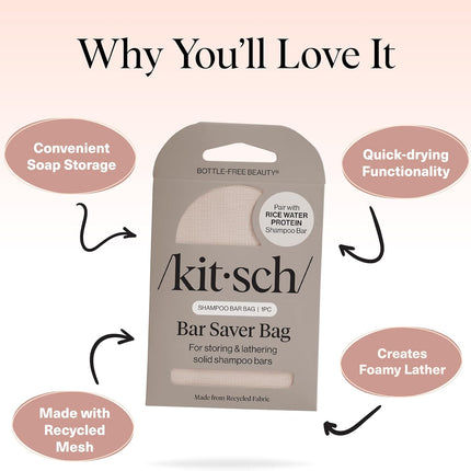 kitsch Rice Water Protein Shampoo Bar Saver Bag