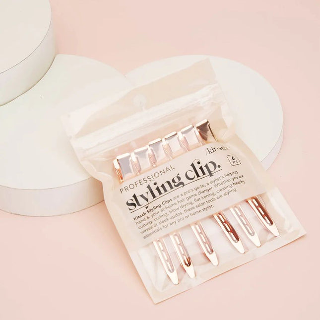 kitsch Rose Gold Styling Hair Clips 6pc Set