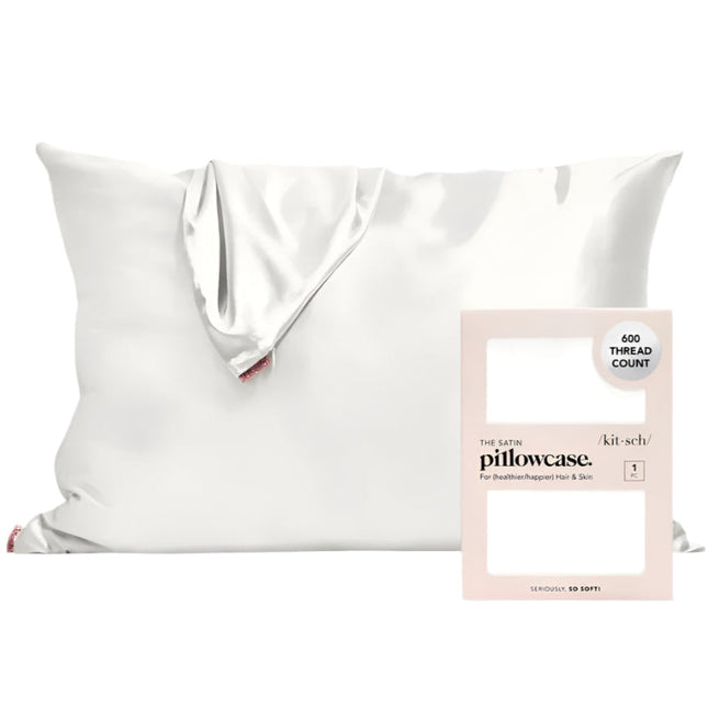 kitsch Ivory Satin Pillowcase - Standard/Queen