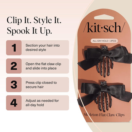 kitsch Skeleton Flat Claw Clips