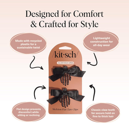 kitsch Skeleton Flat Claw Clips