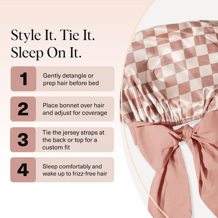 kitsch Terracotta Checker Oversized Satin Bonnet