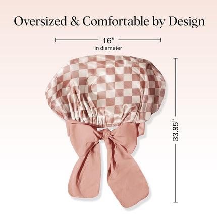 kitsch Terracotta Checker Oversized Satin Bonnet