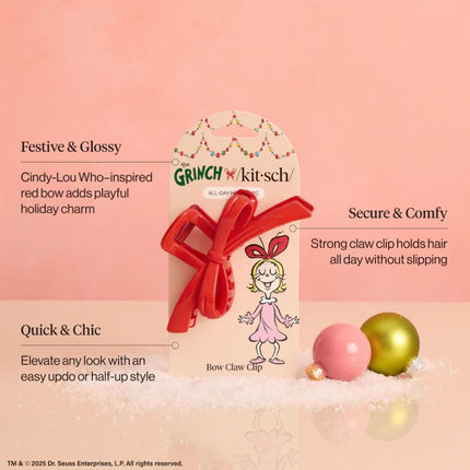 kitsch The Grinch x Kitsch Red Bow Claw Clip