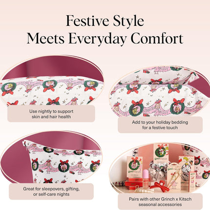 kitsch The Grinch x Kitsch Satin Pillowcase in Cindy Lou Who