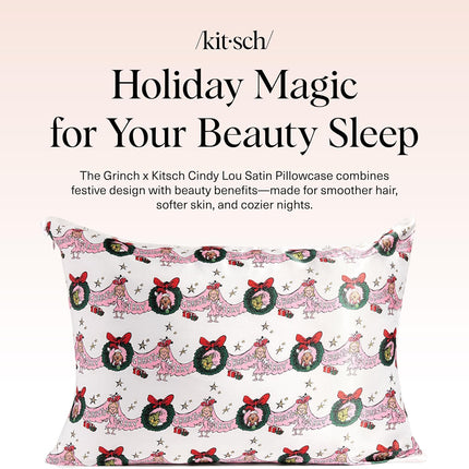 kitsch The Grinch x Kitsch Satin Pillowcase in Cindy Lou Who