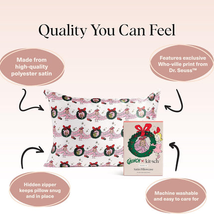 kitsch The Grinch x Kitsch Satin Pillowcase in Cindy Lou Who