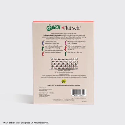 kitsch The Grinch x Kitsch Satin Pillowcase in Cindy Lou Who - King