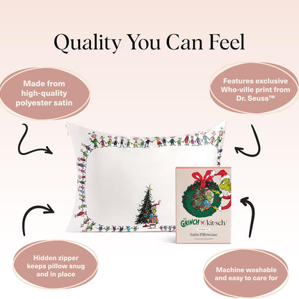 kitsch The Grinch x Kitsch Satin Pillowcase in Whoville