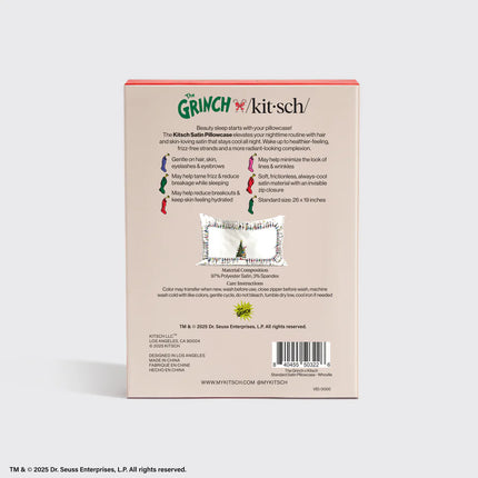 kitsch The Grinch x Kitsch Satin Pillowcase in Whoville
