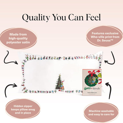 kitsch The Grinch x Kitsch Satin Pillowcase in Whoville - King