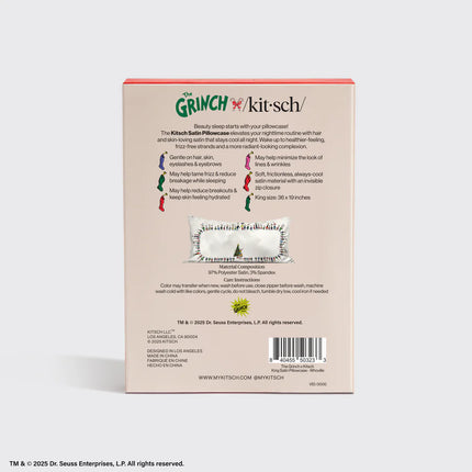 kitsch The Grinch x Kitsch Satin Pillowcase in Whoville - King