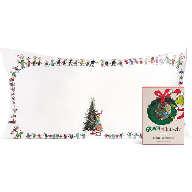 kitsch The Grinch x Kitsch Satin Pillowcase in Whoville - King
