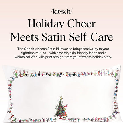 kitsch The Grinch x Kitsch Satin Pillowcase in Whoville - King