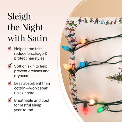 kitsch The Grinch x Kitsch Satin Pillowcase in Whoville - King