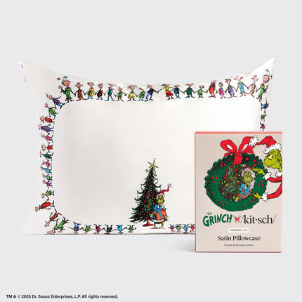 kitsch The Grinch x Kitsch Satin Pillowcase in Whoville