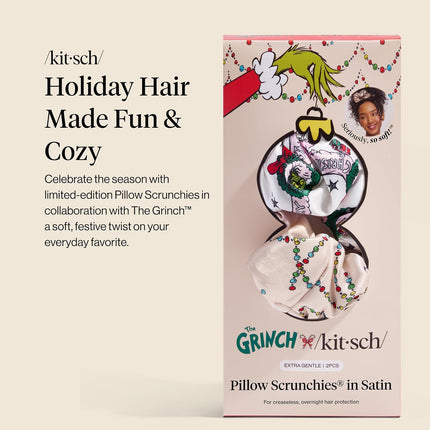 kitsch The Grinch x Kitsch Satin Pillow Scrunchies® in Cindy Lou Who