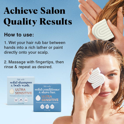 kitsch 2-in-1 Ultra Sensitive Shampoo Bar & Body Wash + Conditioner Bar & Shaving Soap