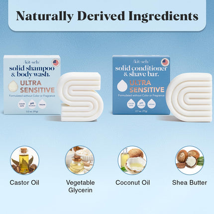 kitsch 2-in-1 Ultra Sensitive Shampoo Bar & Body Wash + Conditioner Bar & Shaving Soap