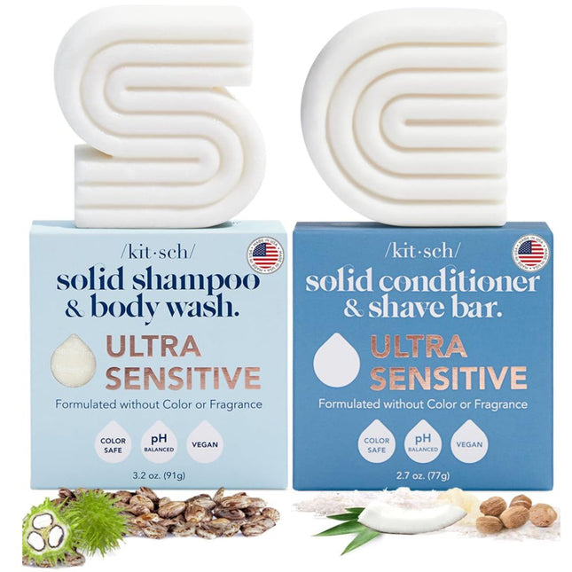 kitsch 2-in-1 Ultra Sensitive Shampoo Bar & Body Wash + Conditioner Bar & Shaving Soap