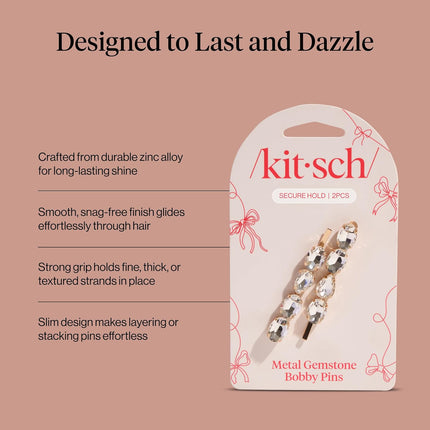 kitsch White Gemstone Bobby Pins