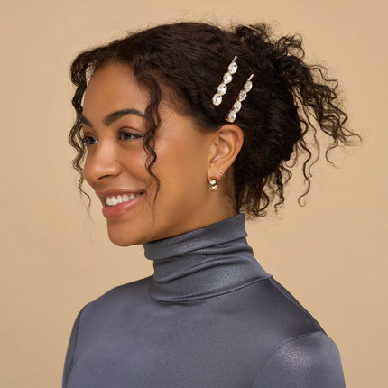 kitsch White Gemstone Bobby Pins