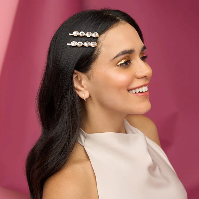 kitsch White Gemstone Bobby Pins