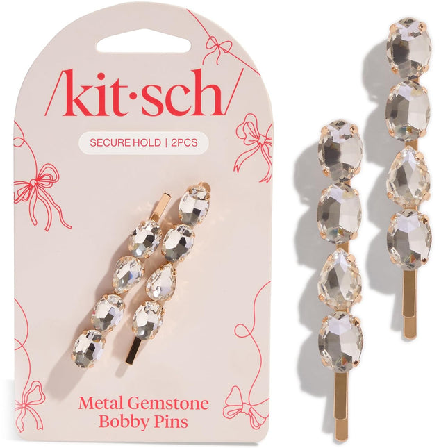 kitsch White Gemstone Bobby Pins