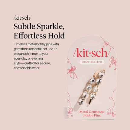 kitsch White Gemstone Bobby Pins