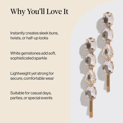 kitsch White Gemstone Bobby Pins