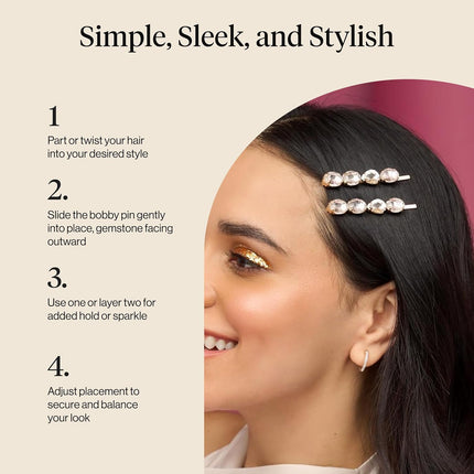 kitsch White Gemstone Bobby Pins