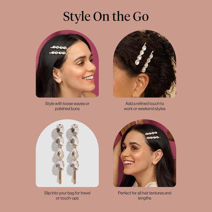 kitsch White Gemstone Bobby Pins