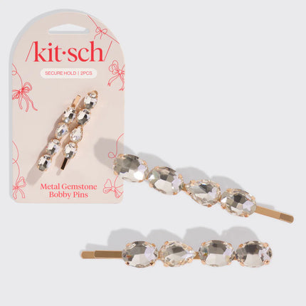 kitsch White Gemstone Bobby Pins
