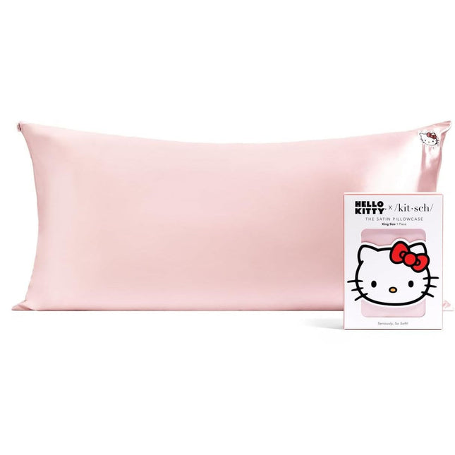 kitsch x Hello Kitty Satin Pillowcase in Pink Hello Kitty Face - King