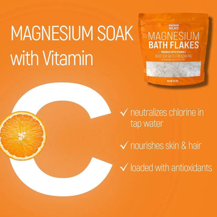 Magnum Solace Magnesium Bath Flakes with Vitamin C, 10 LBS