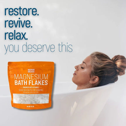 Magnum Solace Magnesium Bath Flakes with Vitamin C, 10 LBS