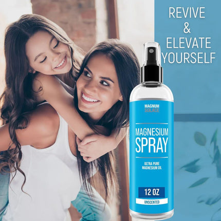 Magnum Solace Magnesium Spray - Pure Magnesium Oil Body Spray, 12 oz